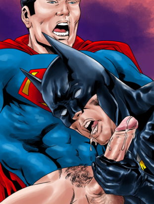 Batman Swallows Superman's Fresh Cum
