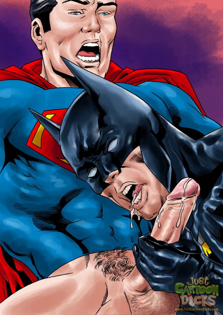 Batman Swallows Superman's Fresh Cum