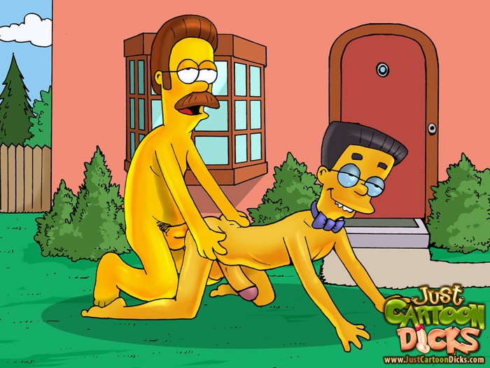Ned Flanders fucking Smithers on the lawn
