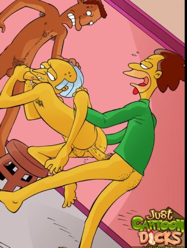 Mr. Burns gets double drilled by Lenny and Carl
