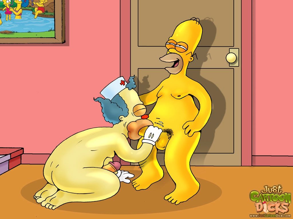 Homer Simpson is getting a deep sloppy oral sex