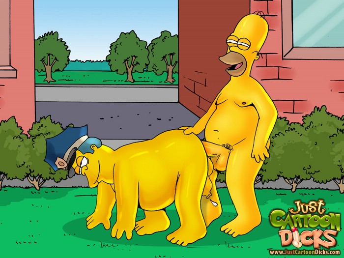 Homer Simpson and his uniformed gay lovers Hot Gay Comics.