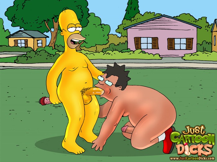 Homer Simpson giving gay blowjob