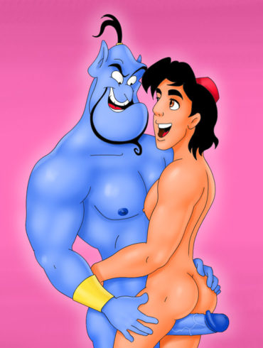 Aladdin gives a hot thighjob to Genie