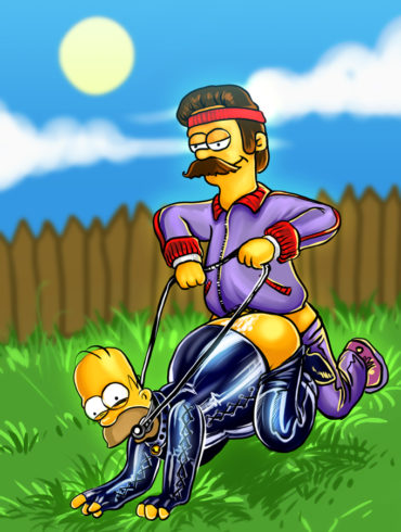 Gimp Homer Simpson fucked by Ned Flanders