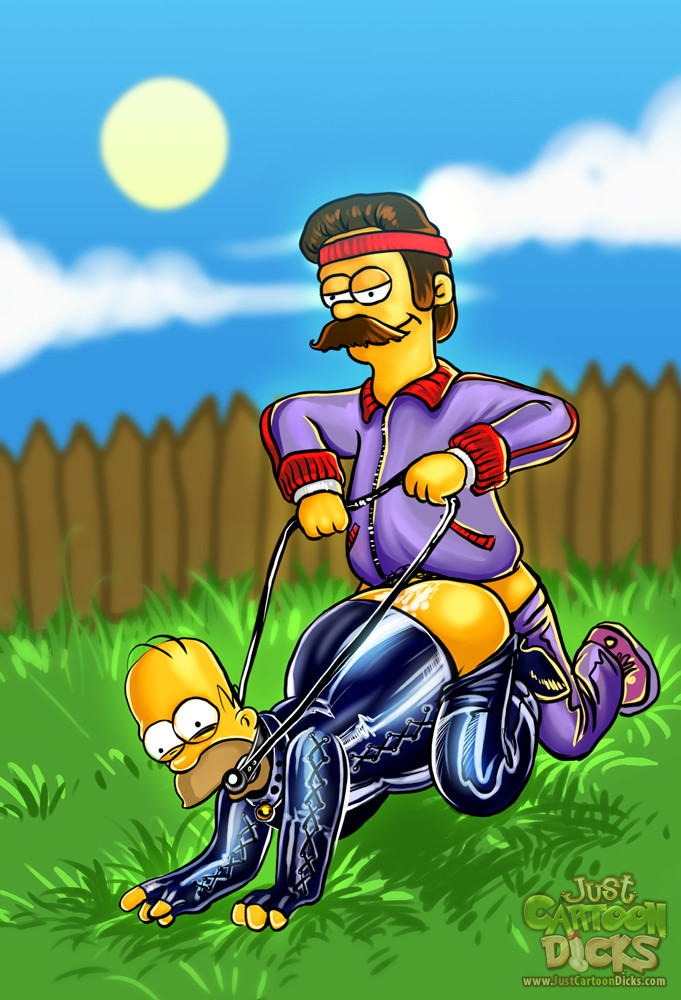 Gimp Homer Simpson fucked by Ned Flanders